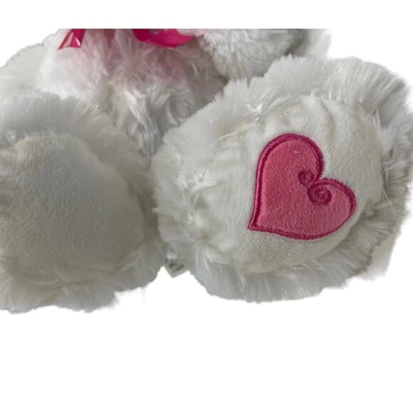 KELLYTOY 14" Plush Bear White Pink Heart Ribbon Cuddly Stuffed Animal Toy‎ NEW - Picture 4 of 15